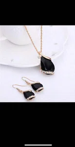 Women Artificial Crystal Pendant Chain Necklace Earring Jewelry Set - Available at AfnoBazar Nepal