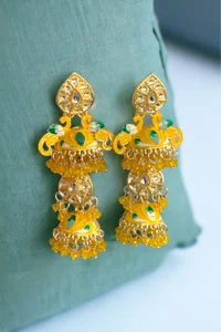 Meenakari Kundan Stone Earrings - Available at AfnoBazar Nepal