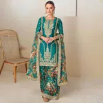 Designer Real Chinon Floral Plazzo Suit Set - Available at AfnoBazar Nepal
