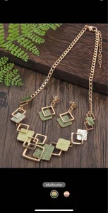 3pcs/set Fashionable Zinc Alloy Square Decor Jewelry Set For Women For Gift - Available at AfnoBazar Nepal