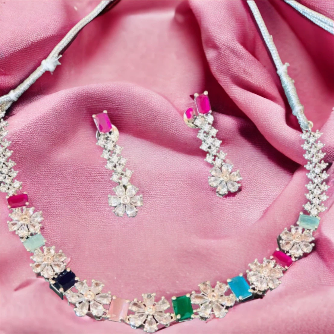 Beautifully Designed American Diamond Set - Available at AfnoBazar Nepal