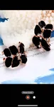 3pcs Fashionable Black Rose Shaped Earring & Necklace Set For Women Wedding Accessories, Party - Available at AfnoBazar Nepal