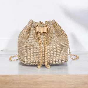 Trends Lightweight, Business Casual Rhinestone Decor Bucket Bag Mini Drawstring Design - Available at AfnoBazar Nepal