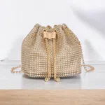 Trends Lightweight, Business Casual Rhinestone Decor Bucket Bag Mini Drawstring Design - Available at AfnoBazar Nepal