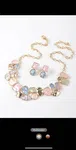 Color Block Geometric Charm Necklace & Stud Earrings - Available at AfnoBazar Nepal
