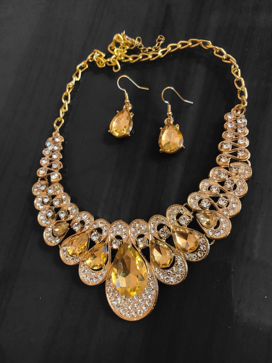 1set Party Palace Rhinestone Geometric Design Fashionable Earrings Set For Women - Available at AfnoBazar Nepal