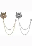 Wolf Head Collar Chain Tassel Brooch image 3