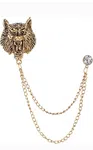 Wolf Head Collar Chain Tassel Brooch image 1