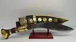 Hand-Forged Nepali Khukuri with Engraved Blade and Decorated Scabbard image 2