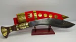 Handcrafted Nepali Khukuri with Wooden Display Stand and Velvet Scabbard image 2