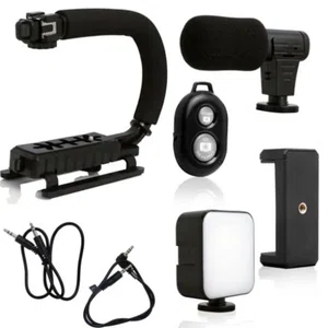 Vlogging Kit with Light, Microphone, Tripod and Phone Holder