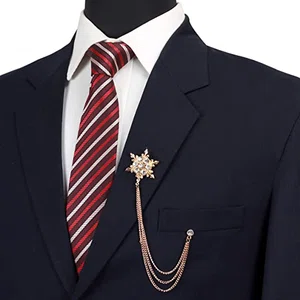 Men Suit Crystal and Faux Pearl Brooch