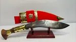 Handcrafted Nepali Khukuri with Wooden Display Stand and Velvet Scabbard image 2