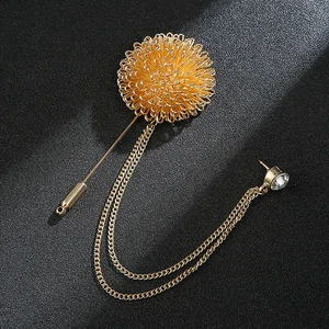 Vintage Rhinestone Wings Chain Brooch for Men
