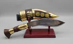 Hand-Forged Nepali Khukuri with Engraved Blade and Decorated Scabbard image 2