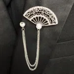 Men Collar Tassel Chain Lapel Pin Brooch image 1