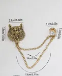 Wolf Head Collar Chain Tassel Brooch image 4