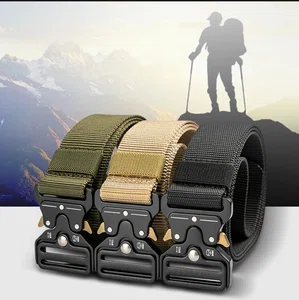 Men Casual Nylon Canvas Belt with Metal Buckle