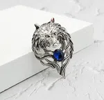 Lion Head Crystal Brooch for Men and Women image 5