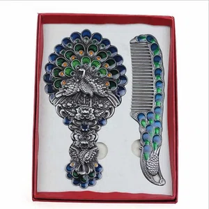 Antique Hand Painted Mirror and Comb Vanity Set