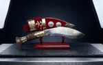 Hand-Forged Nepali Khukuri with Engraved Blade and Decorated Scabbard image 1