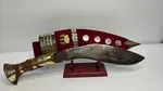 Hand-Forged Nepali Khukuri with Engraved Blade and Decorated Scabbard image 2