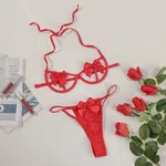 Women Red Elastic Nightwear Lingerie image 5