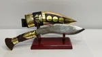 Hand-Forged Nepali Khukuri with Engraved Blade and Decorated Scabbard image 3