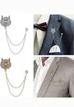 Wolf Head Collar Chain Tassel Brooch image 2