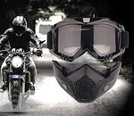 Motorcycle Face Shield with Detachable Goggles, Black image 2