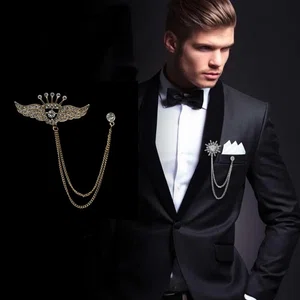 Rhinestone Star Tassel Chain Brooch for Men - Available at AfnoBazar Nepal