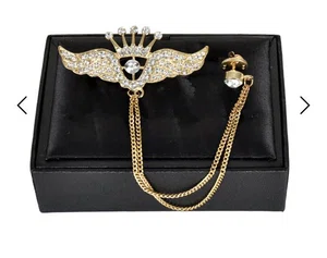 Star Wing Lapel Chain Pin Brooch, Gold - Available at AfnoBazar Nepal
