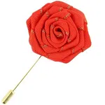 Red Fabric Rose Lapel Pin with Gold Leaf - Available at AfnoBazar Nepal