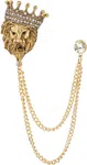 Vintage Lion Rhinestone Tassel Chain Brooch for Men - Available at AfnoBazar Nepal