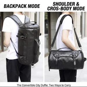 2 in 1 PU Leather Backpack and Duffle Bag - Available at AfnoBazar Nepal
