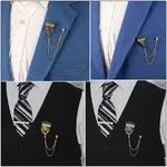 Vintage Lion Rhinestone Tassel Chain Brooch for Men - Available at AfnoBazar Nepal
