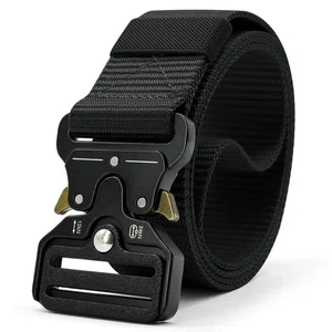 Metal Buckle Quick Release Nylon Lock Belt, Black - Available at AfnoBazar Nepal