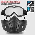 Motorcycle Face Shield with Detachable Goggles, Black - Available at AfnoBazar Nepal