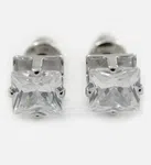 Large Clear Square Stud Earrings, Silver Tone - Available at AfnoBazar Nepal