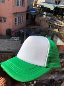 Unisex Plain Mesh Baseball Cap, Light Blue and White - Available at AfnoBazar Nepal