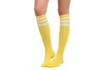 Women Over the Knee Socks, Yellow with Black Stripes - Available at AfnoBazar Nepal
