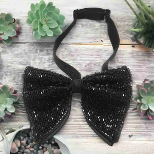 Oversized Sitara Embroidered Silk Bow Tie - Available at AfnoBazar Nepal