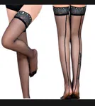 Peacock Pattern Thigh High Sheer Stockings - Available at AfnoBazar Nepal