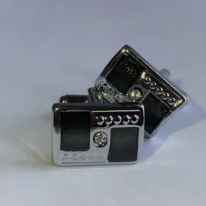 Men Silver Stone Cufflinks - Available at AfnoBazar Nepal