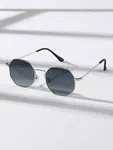 Unisex Geometric Metal Frame Sunglasses - Available at AfnoBazar Nepal