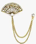 Antique Gold Fan Tassel Chain Brooch with Stone and Pearl - Available at AfnoBazar Nepal