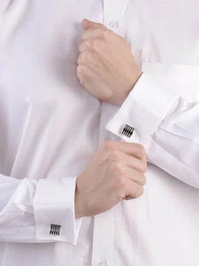Silver Stripe Cufflinks and Studs - Available at AfnoBazar Nepal