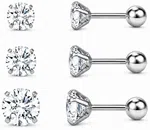 Silver Crystal Round Ear Studs - Available at AfnoBazar Nepal