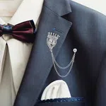 Vintage Lion Rhinestone Tassel Chain Brooch for Men - Available at AfnoBazar Nepal