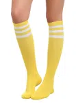 Women Over the Knee Socks, Yellow with Black Stripes - Available at AfnoBazar Nepal